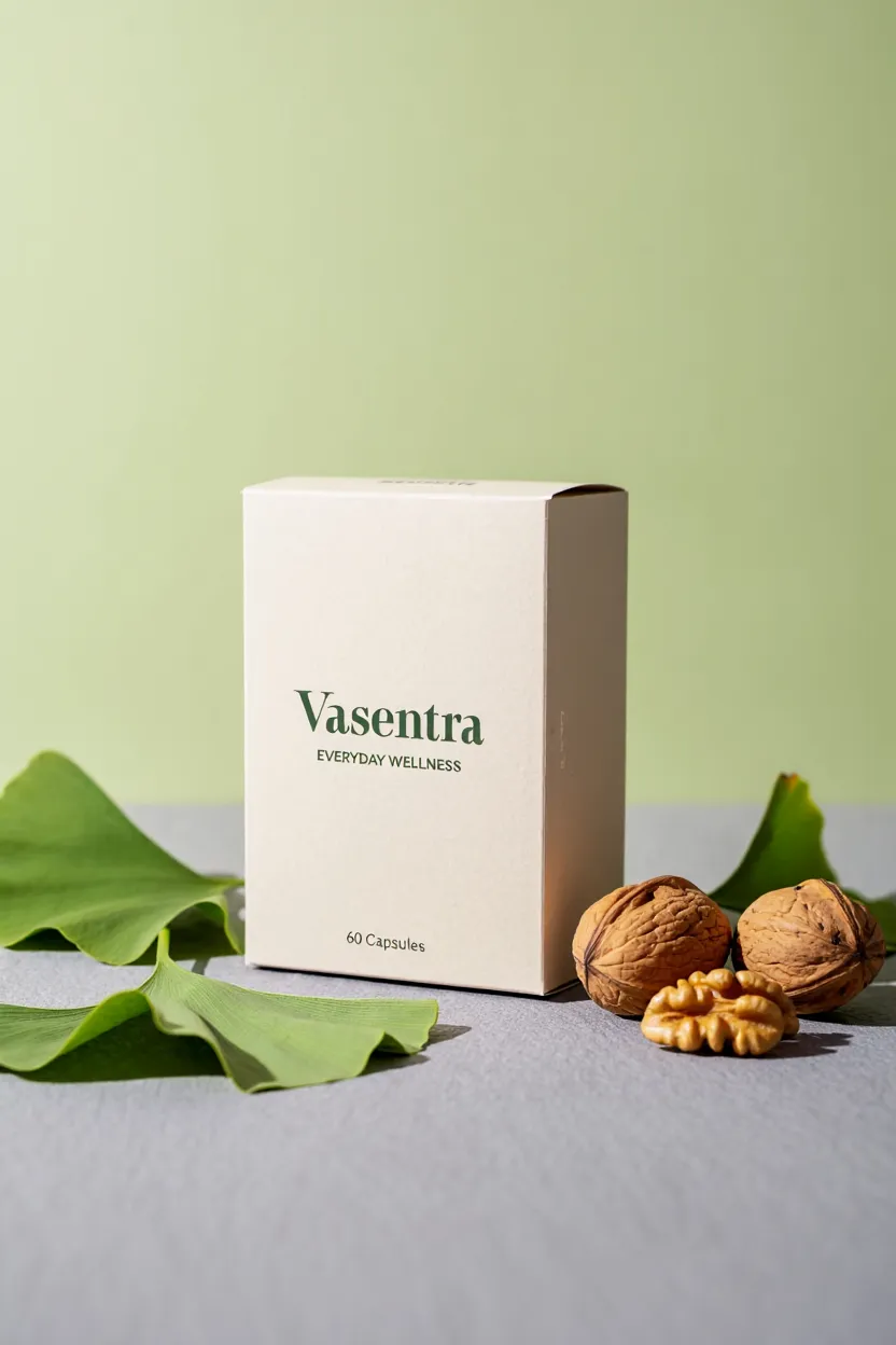 Vasentra dietary supplement package with carefully selected natural ingredients to support everyday wellness